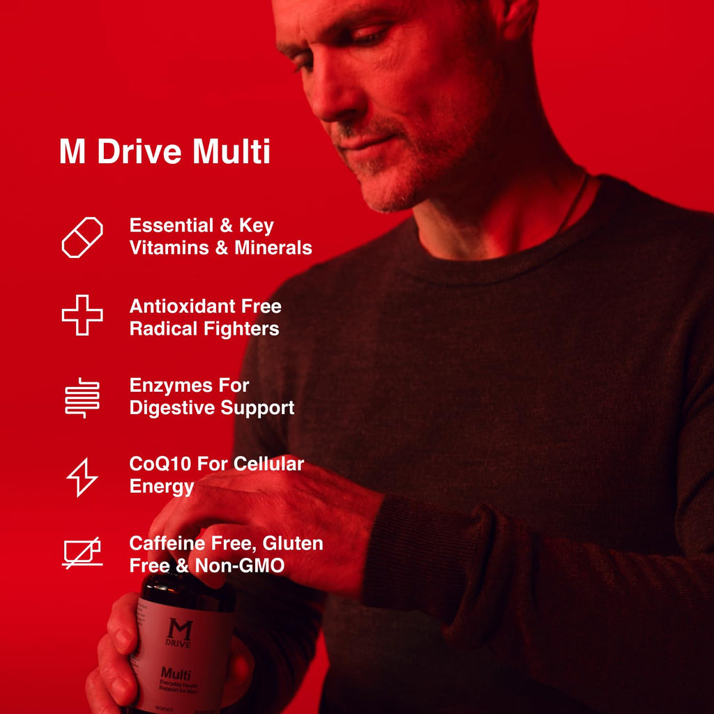 Mdrive Multivitamin for Men, Daily Multivitamin - Immune Health Support from Zinc, Selenium, Manganese & Vitamin D, Enzymes for Digestive Support, CoQ10 for Energy and Vitamin K2, 90 Capsules