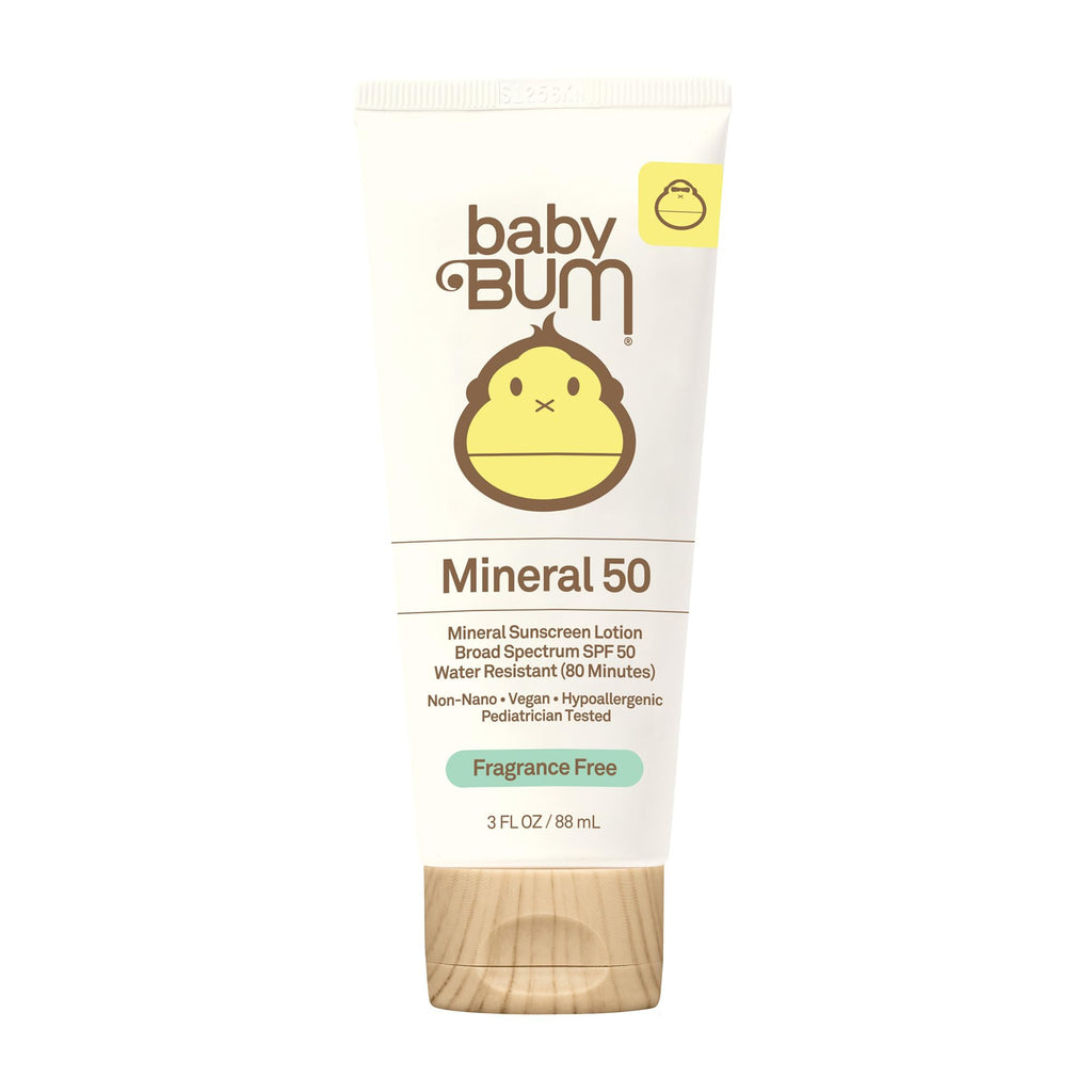 Sun Bum Baby Bum SPF 50 Sunscreen Lotion with Mineral UVA/UVB Face and Body Protection for Sensitive Skin - Fragrance Free - Travel Size - 3 oz