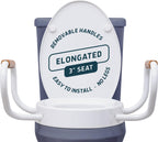 Lunderg Raised Toilet Seat with Handles - Elongated - Easy to Install Toilet Seat Risers for Seniors - Adds 3 Inches & Works like the one you’ve always used - Elegant design - No Hospital Vibe