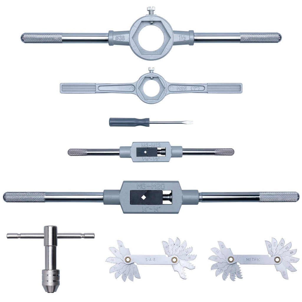86-Piece Master Tap and Hex Die Set, Premium Titanium Coating | SAE Size #4 to 5/8”, Metric Size M3 to M16 | For All Coarse, Fine, Pipe Threads | Complete with Holders, Stocks, Gauges and Metal Case