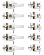 KNOBWELL 5 Pack Exterior Door Handle with Deadbolt, Brushed Nickel Entry Door Locksets with Deadbolt, Keyed Entry Handle with Lock and Key(Keyed Alike)
