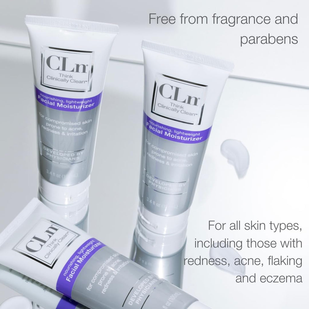 CLn® Facial Moisturizer - Soothes & Calms Skin, Helps Reduce Appearance of Redness, Locks in Moisture without Clogging Pores, Dermatologist & Clinically Tested, 3.4 oz.