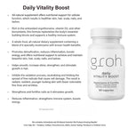 Groh Daily Vitality Boost - All Natural Hair Growth Supplement powered by ErgoD2 - Rich in Antioxidants - Vitamins for Stronger Hair, Skin & Nails- Best Choice for Thinning Hair - 60 Count