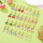 16 Pairs Hypoallergenic Dangle Hoop Earrings for Girls Teens Kids Women Cute Flower Animal Earrings Small Hoop Earrings Sets with Charms (Cute)