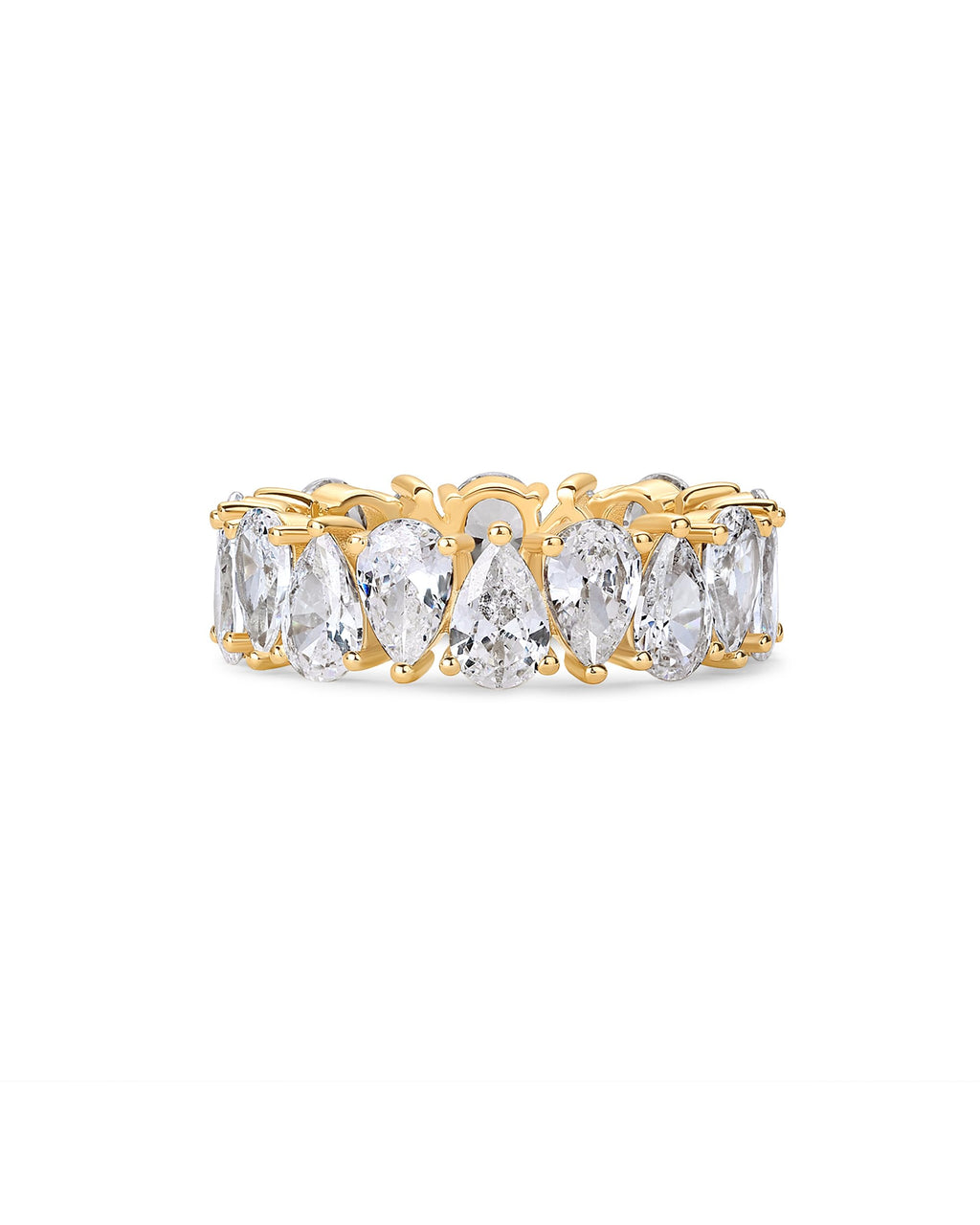 PAVOI 14K Yellow Gold Plated Pear Love Eternity Rings