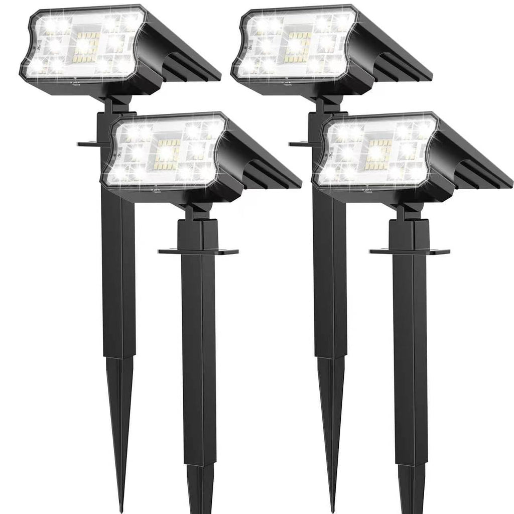 HGGH Solar Lights Outdoor Waterproof IP67, 60 LED 3 Lighting Modes Solar Spot Lights Outdoor for Yard Garden Pathway Landscape, Auto On/Off, Function 2 in 1(Cool White, 4 Pack)