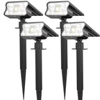 HGGH Solar Lights Outdoor Waterproof IP67, 60 LED 3 Lighting Modes Solar Spot Lights Outdoor for Yard Garden Pathway Landscape, Auto On/Off, Function 2 in 1(Cool White, 4 Pack)