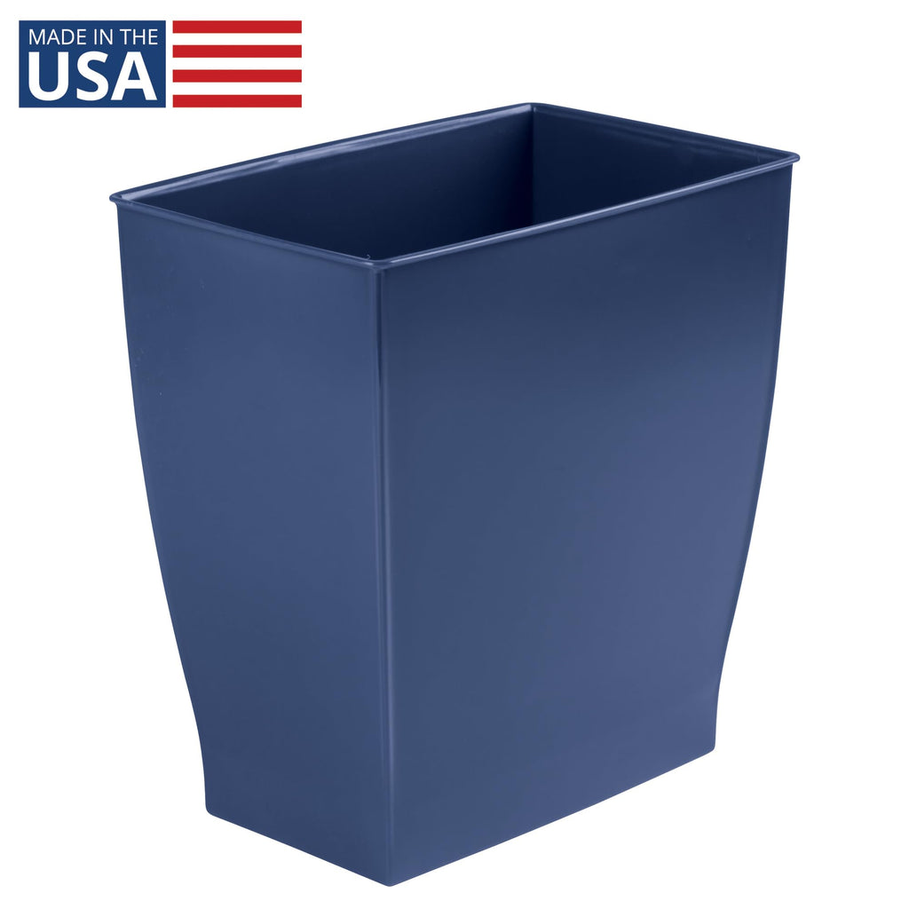 iDesign Small Plastic Bathroom Trash Can, Navy Blue