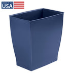 iDesign Small Plastic Bathroom Trash Can, Navy Blue