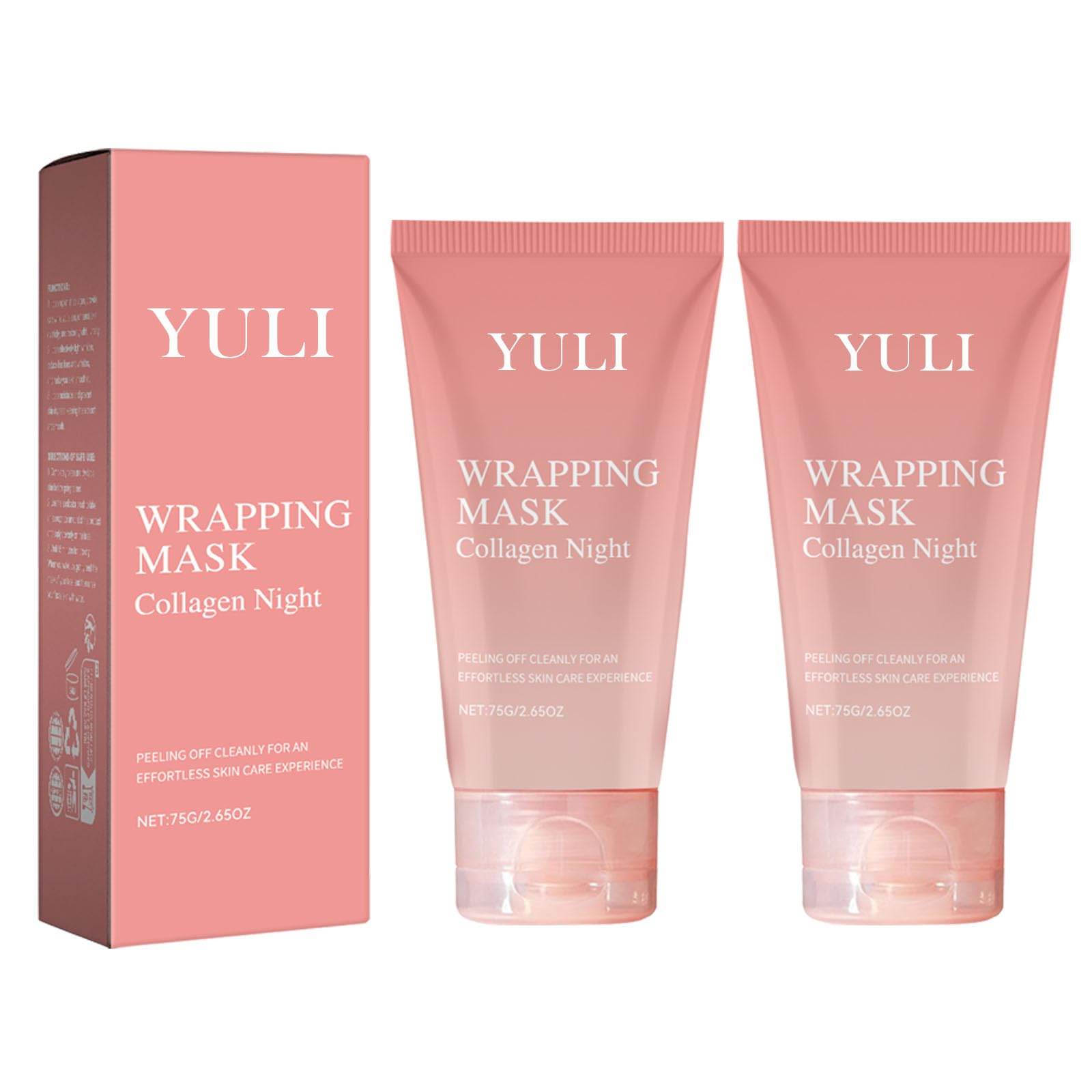 YULI collagen night wrapping mask, Overnight collagen face mask Easy Peel Off Facial Mask Skin Care night mask 2.54 fl.oz (2pcs)