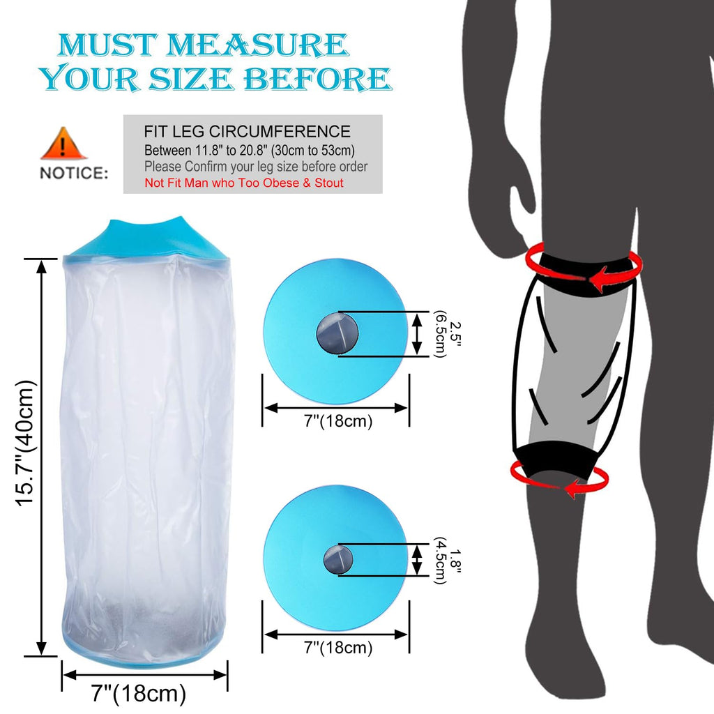 Asunby Knee Cast Cover for Shower Waterproof Bandage Cast covers Protector for Knee Replacement Surgery, Wound, Burns Watertight Protection Reusable