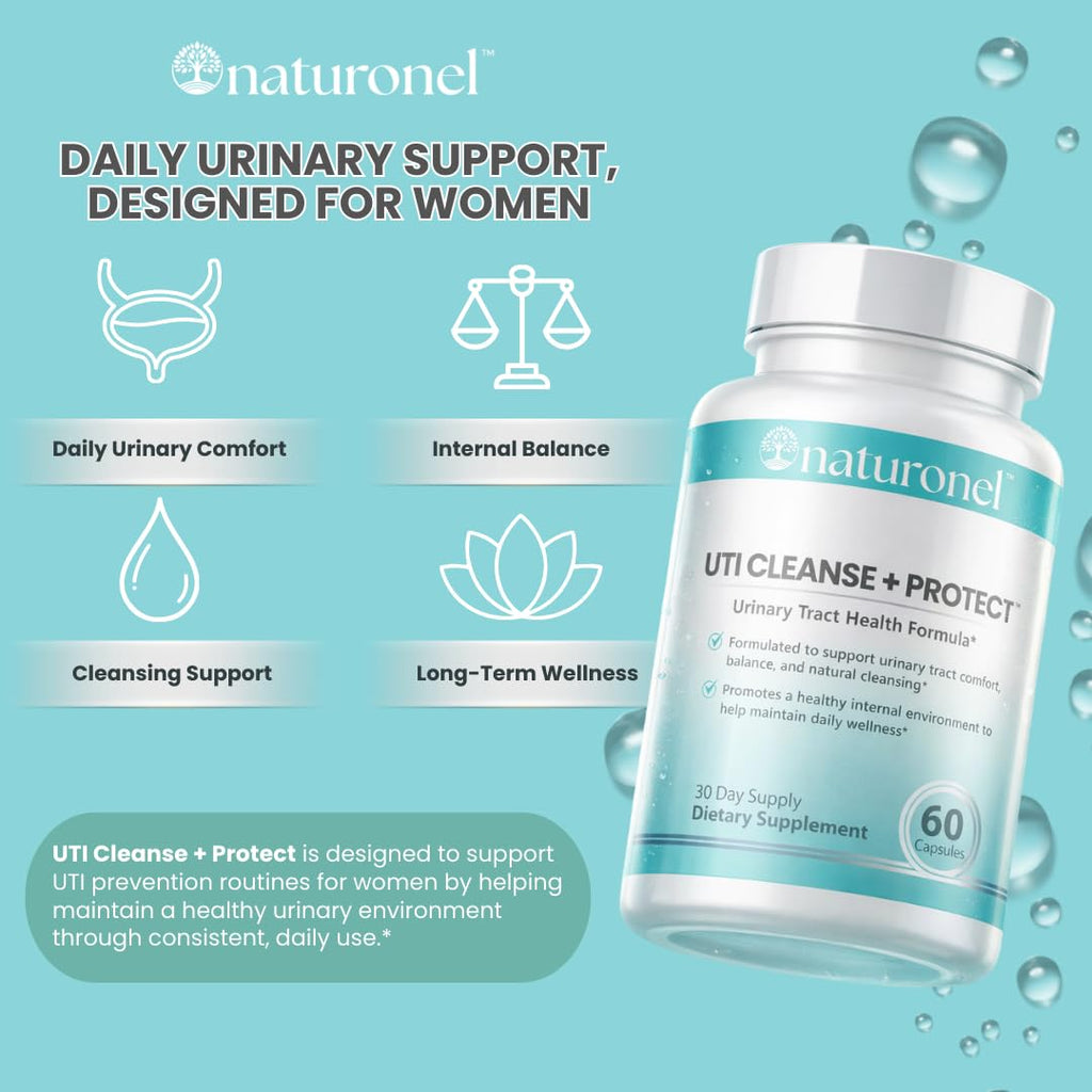 Naturonel UTI Cleanse + Protect (3 Pack) Urinary Tract Support with D-Mannose, Cranberry, Hibiscus & Dandelion | Advanced Formula, Dietary Supplement - Non-GMO, Made in USA, GMP Certified