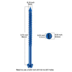 Wensilon(30 PCS) 3/16" * 3-3/4" Slotted Hex Concrete Screws Anchor Blue Hexagon Head for Anchoring to Masonry, Block or Brick Stucco