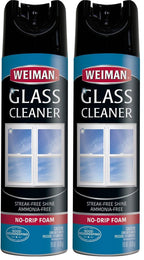 Weiman Glass Cleaner - 19 Ounce - Professional Streak Free Foaming No Drip Removes Grease Dissolves Fingerprints and Smudges (Pack of 2)