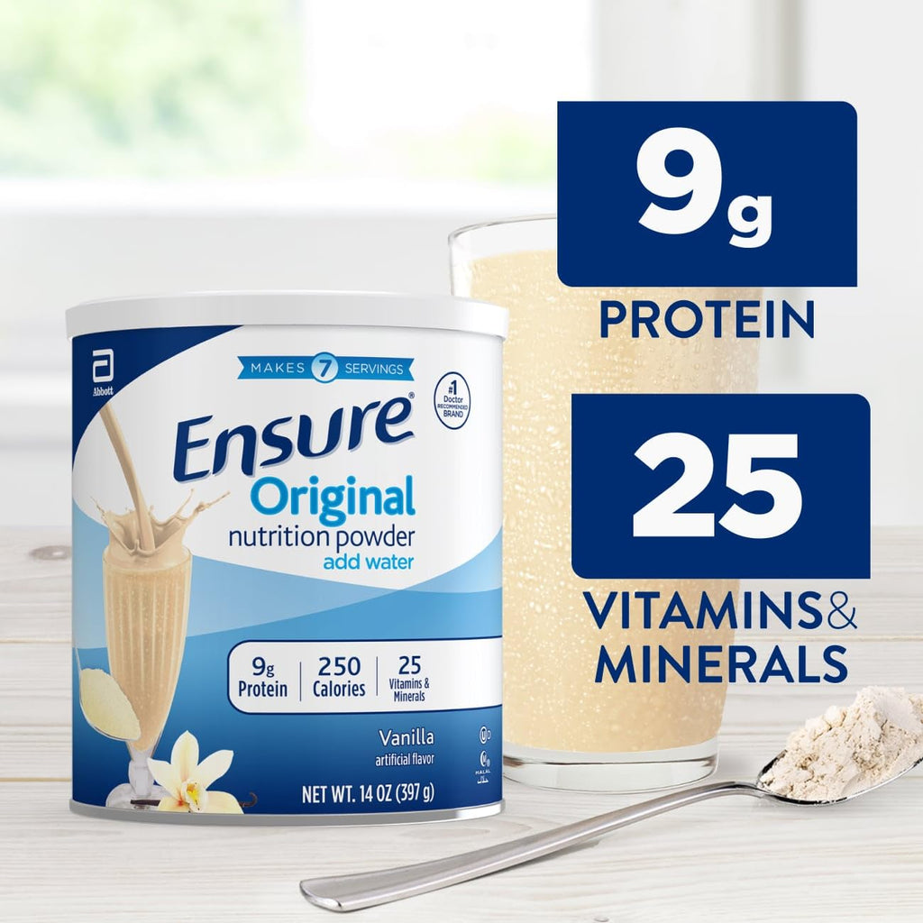 Ensure Original Vanilla Nutrition Powder | Vanilla Protein Powder | Small Meal Replacement Shake Mix | 9g Protein, 25 Vitamins & Minerals | Immune Health | 14.1 oz - 6 pack