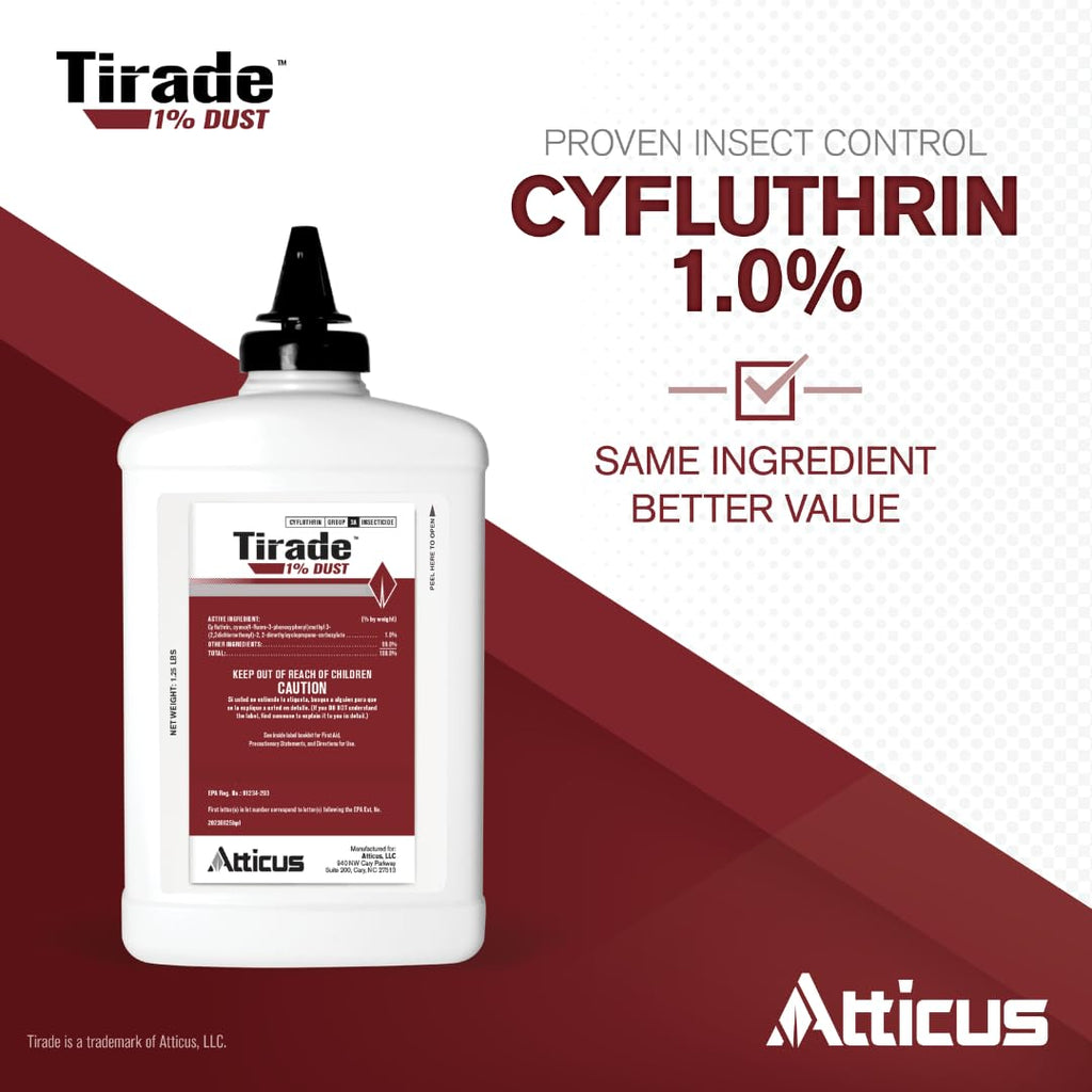 Atticus Tirade 1% Cyfluthrin Dust Insecticide (1.25 lb) - Ready-to-Use Insect Killer - Indoor and Outdoor Control of Ants, Bees, Wasps, Hornets, Cockroaches and Many Other pests