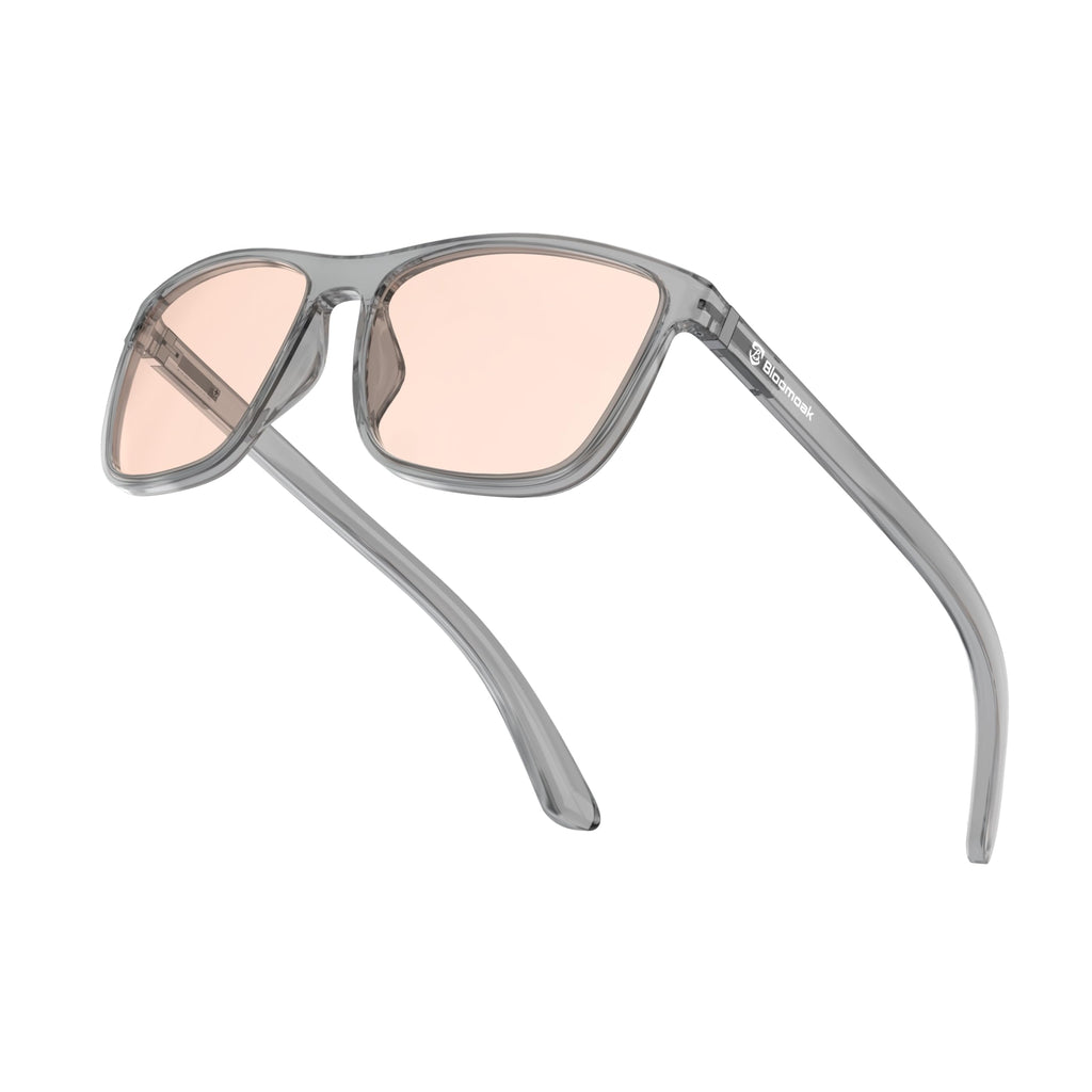 Bloomoak Rose Tinted Photochromic Migraine Relief Glasses, FL- Flex Pink Light Sensitivity Glasses for Fluorescent LED Glare, Photophobia, Eye Strain