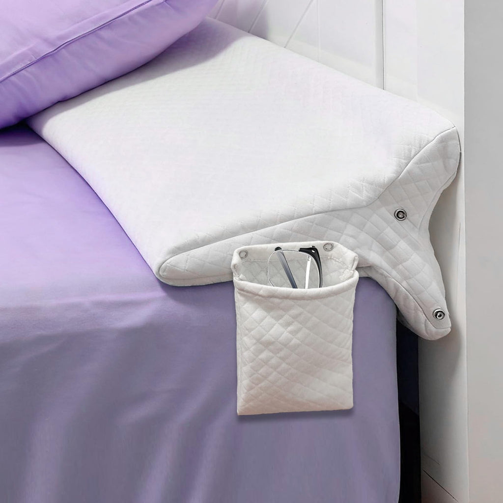 JZHLLA Triangle Bed Gap Filler King High Density Foam Headboard Gap Filler Pillow with 2 PCS Pockets and Removable Washable Cover, Prevent Items from Falling