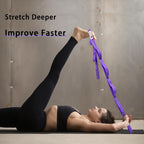 Stretching Strap Yoga Strap with Loops, Stretch Straps for Physical Therapy, Non-Elastic Exercise Strap for Pilates, Dance and Gymnastics with Workout Guide (Purple+Purple)
