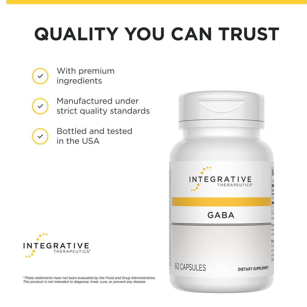 Integrative Therapeutics GABA - Brain Health Supplement that Supports Nerve Cell Function* - Support Neurochemical Balance & Neurotransmitter Production* - Dairy-Free - 60 Capsules (60 Servings)