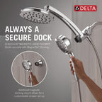 Delta 6-Setting PivotPro 3-in-1 Combination Shower Head with ProClean Spray, Chrome Round Shower Head Rainfall with Handheld Spray, 1.75 GPM, Chrome 75649