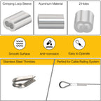 328ft Wire Rope, 1/16" Stainless Steel Wire Rope Cable with Aluminum Crimping Sleeves and Stainless Steel Thimbles for Railing, Decking, Picture Hanging