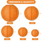 BEISHIDA Orange Round Paper Lanterns Decorative Hanging Asia Chinese Japanese Paper Lanterns Lamp for Birthday Wedding Halloween Baby Bridal Shower Fall Home Decor Party Decoration（10 Packs）