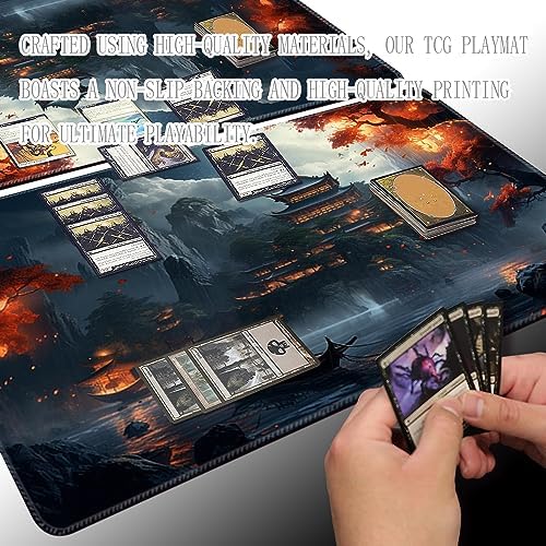 MTG Playmat Size 24x14in Free Storage Bags Non-Slip Backing, Ideal for Card Game Enthusiasts TCG Playmat Mouse Pad (Mountain Fog loft-No with Zone)