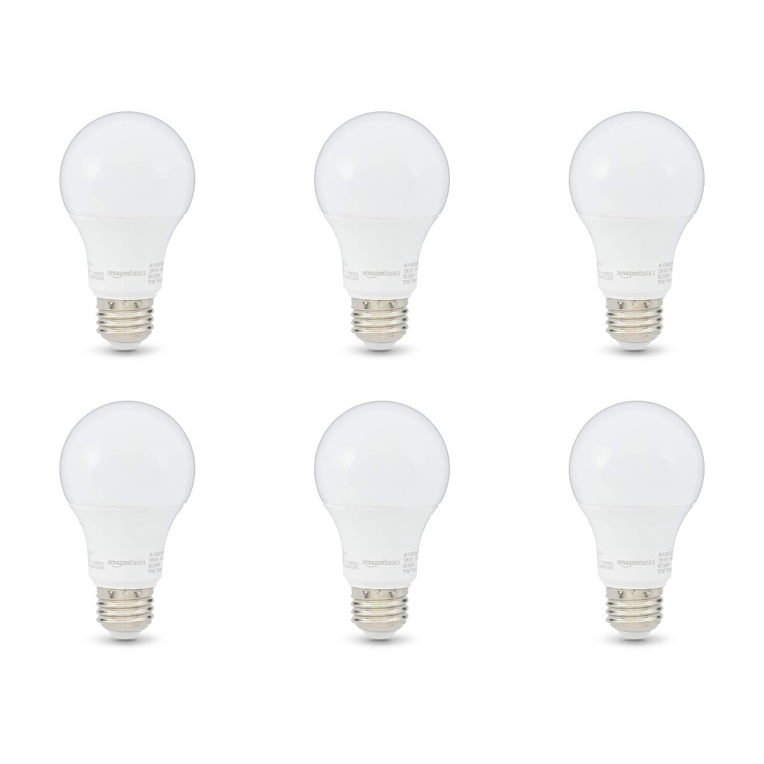 Amazon Basics 60 Watt Equivalent, Soft White, Non-Dimmable, 15,000 Hour Lifetime, A19 LED Light Bulb, 2-Pack