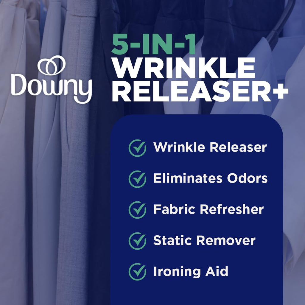 Downy Wrinkle Releaser Spray, All In One Formula, Removes Wrinkles, Static and Odor Eliminator, Crisp Linen Scent, 33.8 Fl Oz (Packaging May Vary),(Pack of 4)