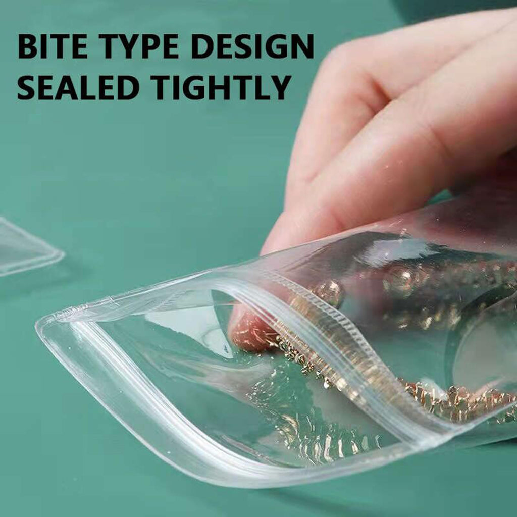 Small Plastic Bags, 100 Pcs Mini Baggies, Clear Plastic Jewelry Thick Self Sealing PVC Bags, Resealable Poly Baggies for Pill, Beads, Screws, Packaging (3.9x5.9"）