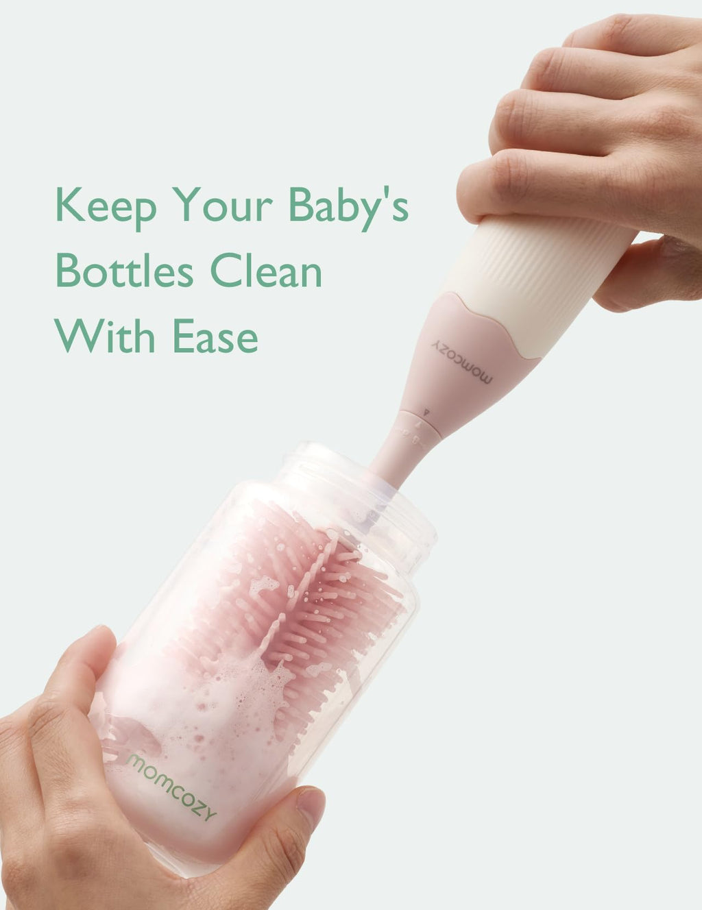 Momcozy Baby Bottle Brush Kit, Push-Press Foam Design, Pink