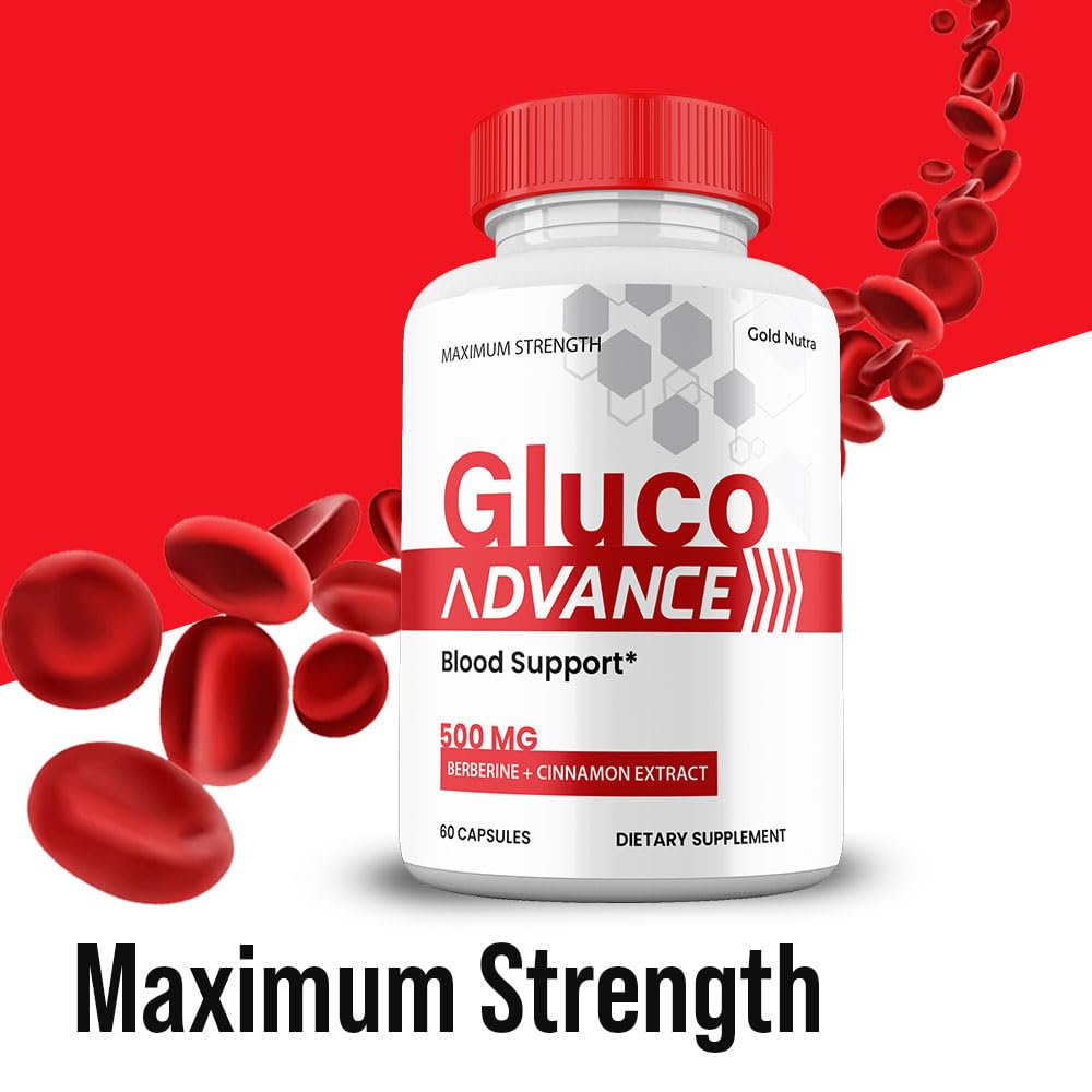 Gluco Advance Capsules, Official Premium All Natural Ingredients, Maximum Strength Pills GlucoAdvance Advanced Supplement for Men and Women Vitamins (2 Pack)