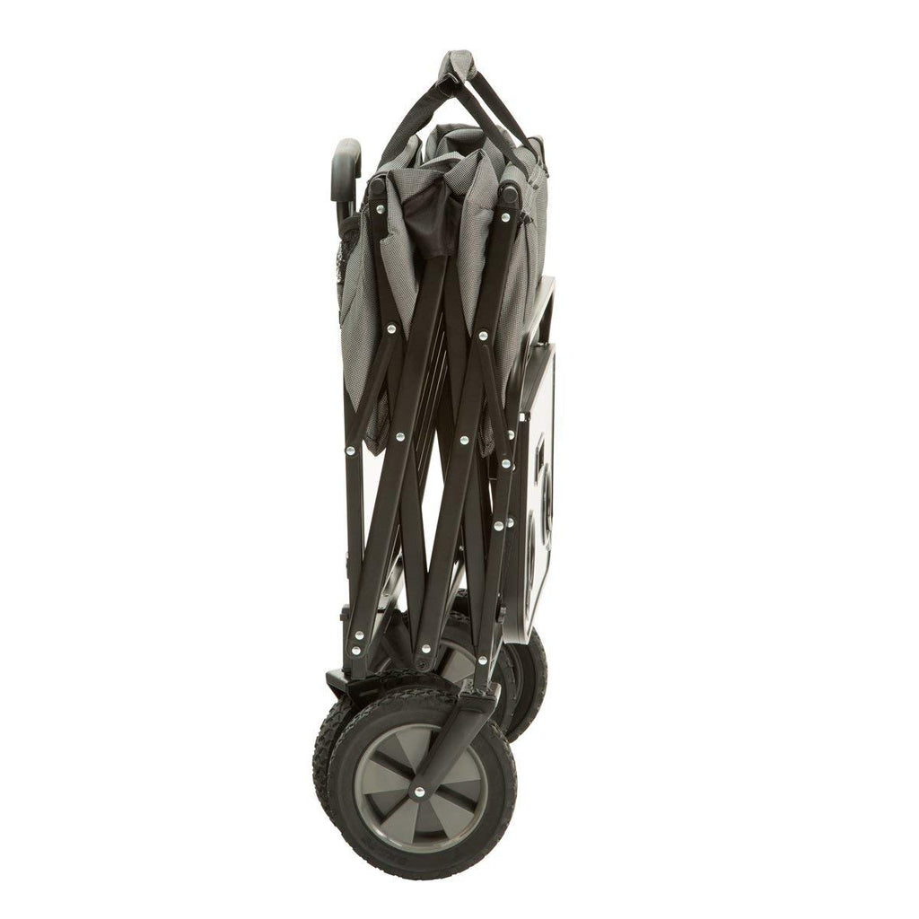 Mac Sports Collapsible Outdoor Utility Wagon with Folding Table and Drink Holders, Gray