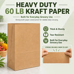 MESHA Paper Grocery Bags 12 x 7 x 17 Inches, 100 Pack Heavy Duty 60 lb Kraft Brown Paper Bags Bulk, Large Grocery Sacks for Shopping, Takeout, Restaurant, Retail, Storage and DIY Crafts