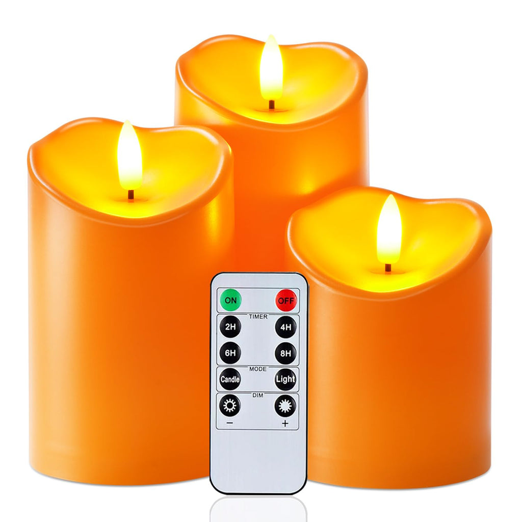 Homemory Halloween Orange Flameless Candles Outdoor, Fall Candles Battery
