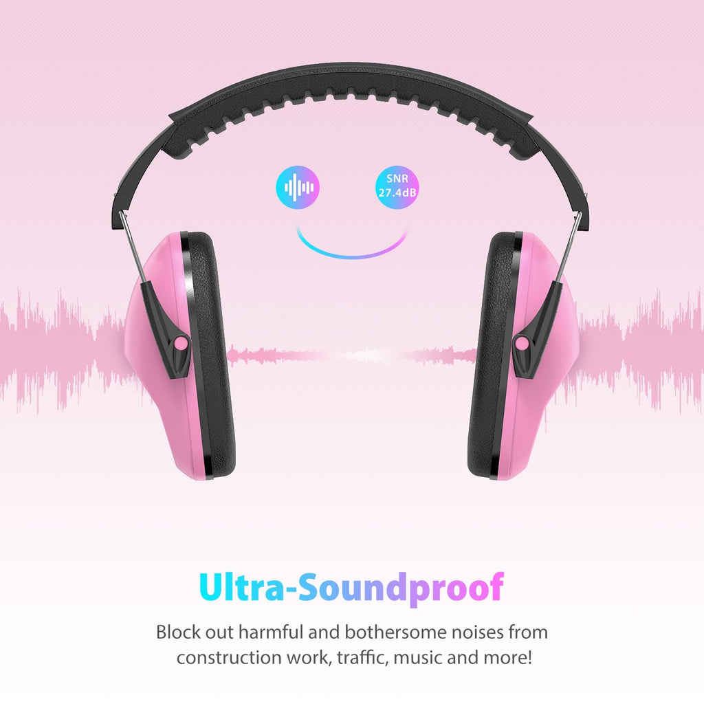 Dr.meter Noise Cancelling Headphones for Kids: SNR27.4 Kids Ear Protection Earmuffs with Adjustable Headband, Ear Muffs for Noise Reduction in Monster Jam, Concert, Firework, Mowing, Autism Sensory