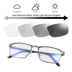 YIMI Mens Blue Light Glasses Men Computer Gaming BlueLight Blocking Glasses Metal Anti Eyestrain Clear Lens Eye Protection (Photochromic/Dual Purpose)