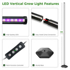 JarryStart Grow Lights for Indoor Plants with Timer, 192 LEDs 42W Vertical Full Spectrum Grow Light 65 Inch Standing Grow Lights 3 Light Modes 5-Level Dimmable Wide Coverage