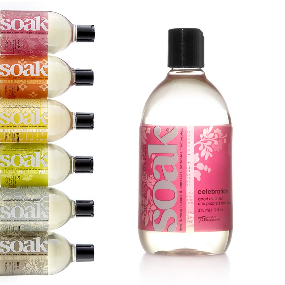 Soak Laundry Soap – No Rinse, Plant Derived Hand Wash Detergent - 375 ml / 12 fl. oz, 75+ Washes (Celebration)