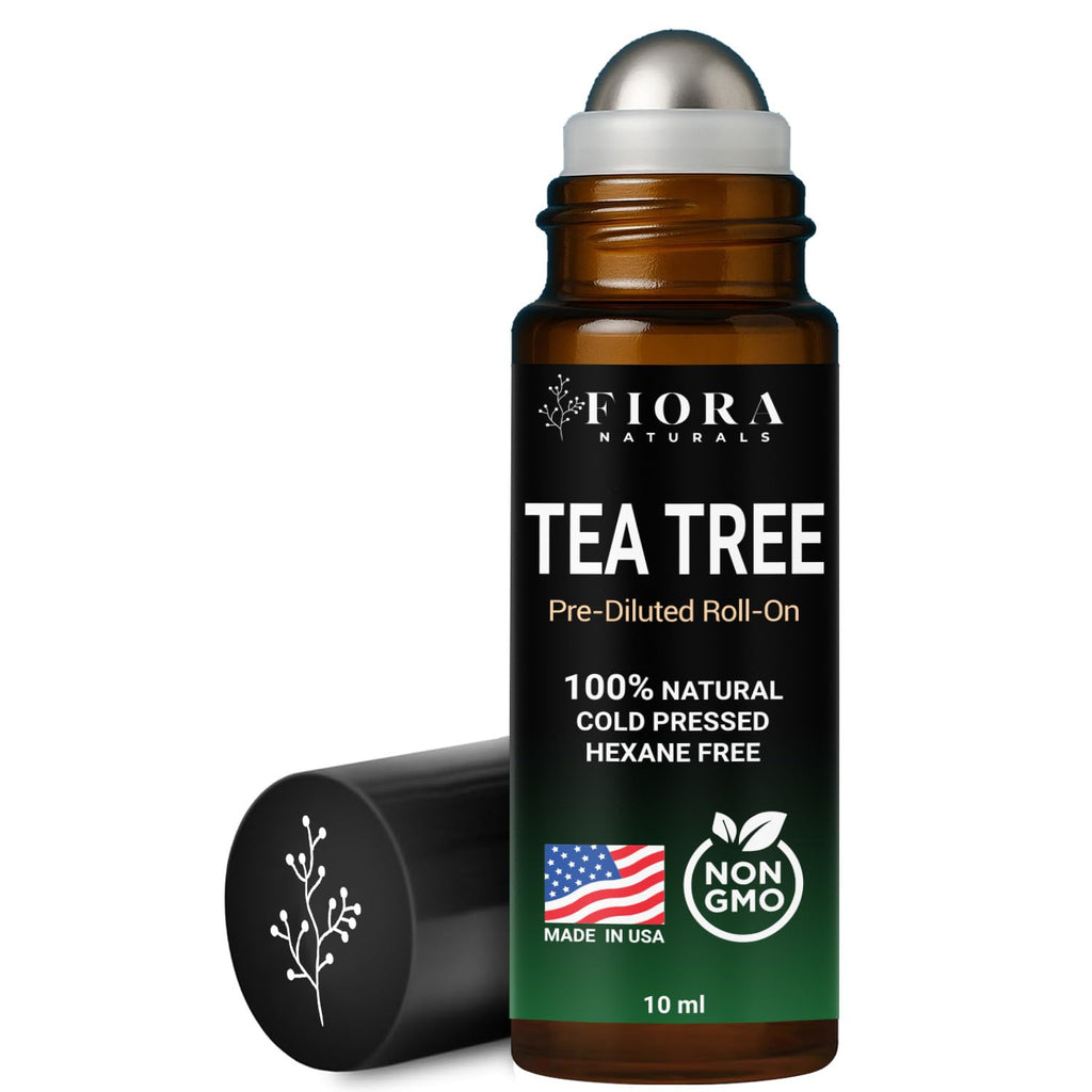 Fiora Naturals Tea Tree Oil Roll On - 100% Natural Tea Tree Essential Oil for Skin, Face, Acne, Nails, Cuticles, Scalp & Aromatherapy Wellness