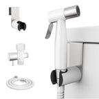Arofa Handheld Toilet Bidet Sprayer for Toilet-Adjustable Water Pressure Control with Bidet Hose for Feminine Wash, Stainless Steel Jet Spray Cloth Diaper for Baby Wash - White/Brushed Nickel