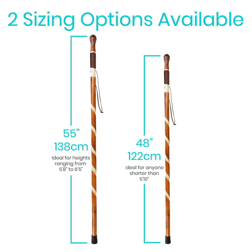 Vive Wooden Walking Stick - (48") Willow Cane for Seniors Hiking & Balance - Heavy Duty Carved Twisted Wood Sticks for Men & Women - Stylish Support Pole for Outdoor Trekking & Weight Bearing