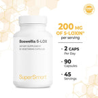 Supersmart - 5-Loxin 200mg per Day (Patented) - AKBA Supplement - 5-Loxin Boswellia Serrata Extract | Non-GMO & Gluten Free - 90 Vegetarian Capsules