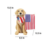 Cynkeyee Outdoor Garden Decor Dog Statue - Resin Dog with American Flag