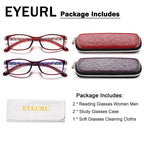 EYEURL 2 Pack Reading Glasses for Women Blue Light Blocking Computer Readers 1.50 Rectangular Frames Lightweight TR90 Anti Glare Eyestrain