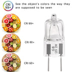 YBEK G8 Halogen Light Bulbs 20W 120V Under Cabinet Lighting Replacements 2Pin 2700K Warm White (Pack of 10)