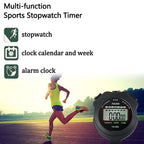 PULIVIA Sports Stopwatch Timer, Single Lap Split Digital Stop Watch for Sports Kids Coaches Swimming Running, Black