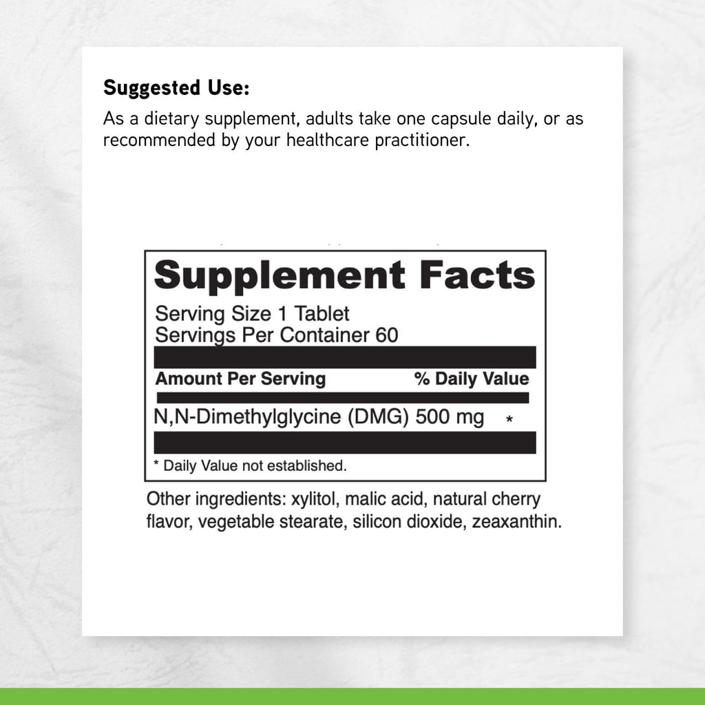 DAVINCI Labs Gluconic DMG 500 mg - Dietary Supplement to Support Endurance and Immune System Function* - with 500 mg N,N-Dimethylglycine per Tablet - Vegetarian - Gluten-Free - 60 Chewable Tablets