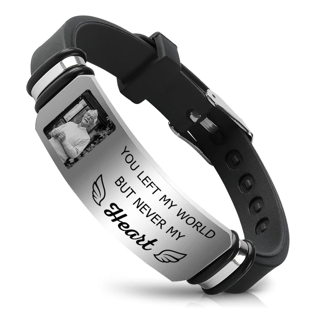 ubjva Picture Bracelet Personalized Photo Custom Memorial Bracelet for Loss Loved One Silicone Bracelets Sympathy Gift